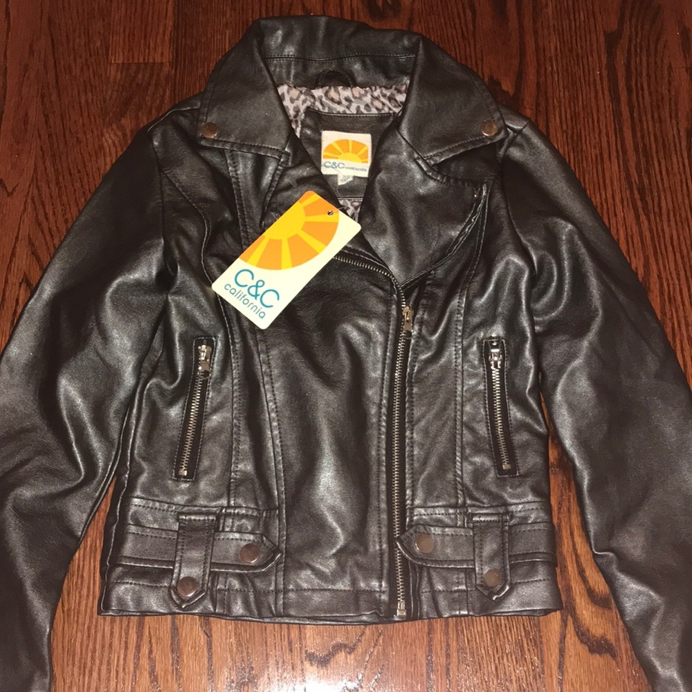 Girls faux leather motorcycle jacket size 7/8 NWT